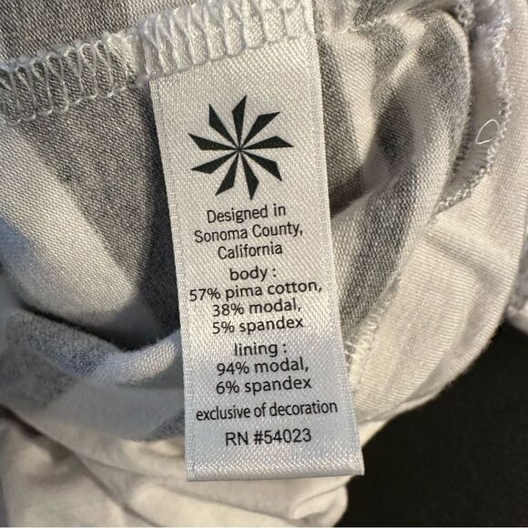 ATHLETA STRIPE TOPANGA RUCHED V NECK ATHLETIC LOUNGEWEAR FITTED FITNESS DRESS S - Picture 9 of 12